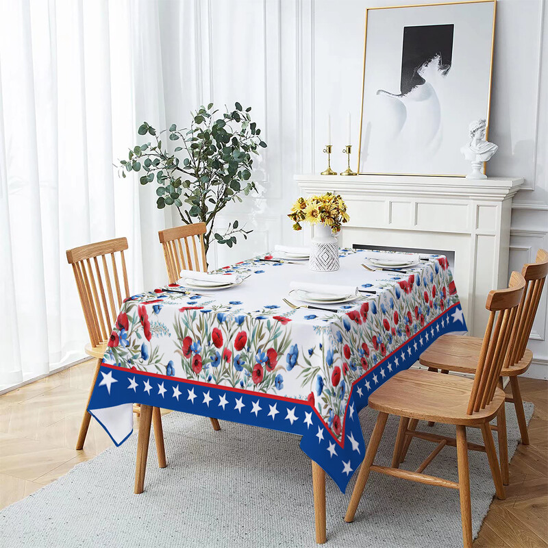 Függetlenség napja Virág háztartási lerakódásgátló terítő négyszögletes dohányzóasztal Vízálló és olajálló szövet Mantel Mesa