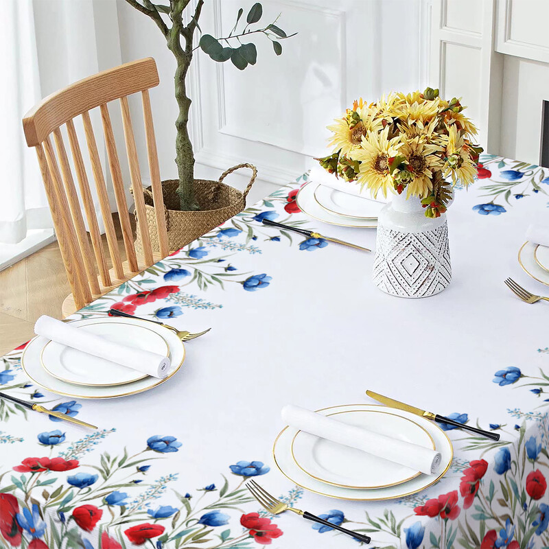 Függetlenség napja Virág háztartási lerakódásgátló terítő négyszögletes dohányzóasztal Vízálló és olajálló szövet Mantel Mesa