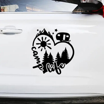 Camp Life Sun Mountain Heart Camp Car Sticker For Laptop Bottle Truck Phone Motorcycle Van SUV Vehicle Paint Window Wall Cup Fis