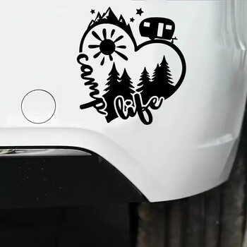 Camp Life Sun Mountain Heart Camp Car Sticker For Laptop Bottle Truck Phone Motorcycle Van SUV Vehicle Paint Window Wall Cup Fis