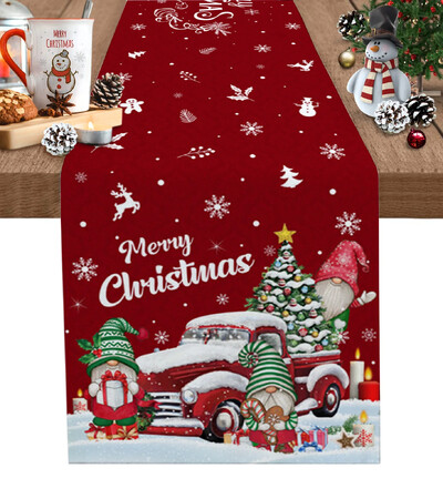 Sretno božićno drvce Ball Lanene staze za stol Dekoracije za blagdanske zabave za višekratnu upotrebu Runenrs Wedding Navidad Decorations