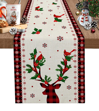 Sretno božićno drvce Ball Lanene staze za stol Dekoracije za blagdanske zabave za višekratnu upotrebu Runenrs Wedding Navidad Decorations
