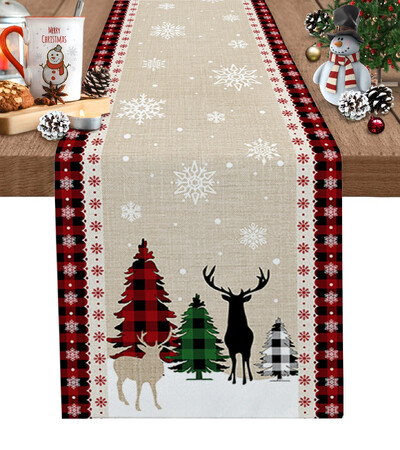 Sretno božićno drvce Ball Lanene staze za stol Dekoracije za blagdanske zabave za višekratnu upotrebu Runenrs Wedding Navidad Decorations