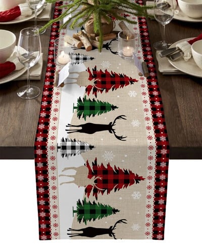 Sretno božićno drvce Ball Lanene staze za stol Dekoracije za blagdanske zabave za višekratnu upotrebu Runenrs Wedding Navidad Decorations
