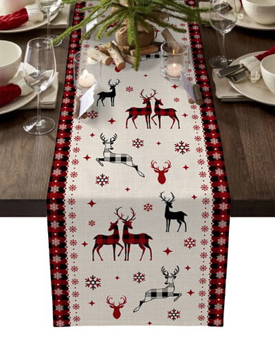 Sretno božićno drvce Ball Lanene staze za stol Dekoracije za blagdanske zabave za višekratnu upotrebu Runenrs Wedding Navidad Decorations