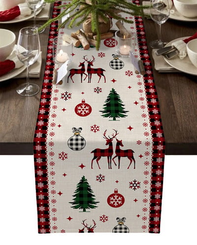 Sretno božićno drvce Ball Lanene staze za stol Dekoracije za blagdanske zabave za višekratnu upotrebu Runenrs Wedding Navidad Decorations
