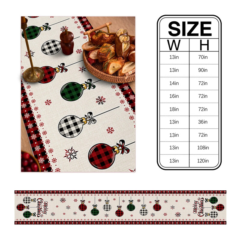 Sretno božićno drvce Ball Lanene staze za stol Dekoracije za blagdanske zabave za višekratnu upotrebu Runenrs Wedding Navidad Decorations
