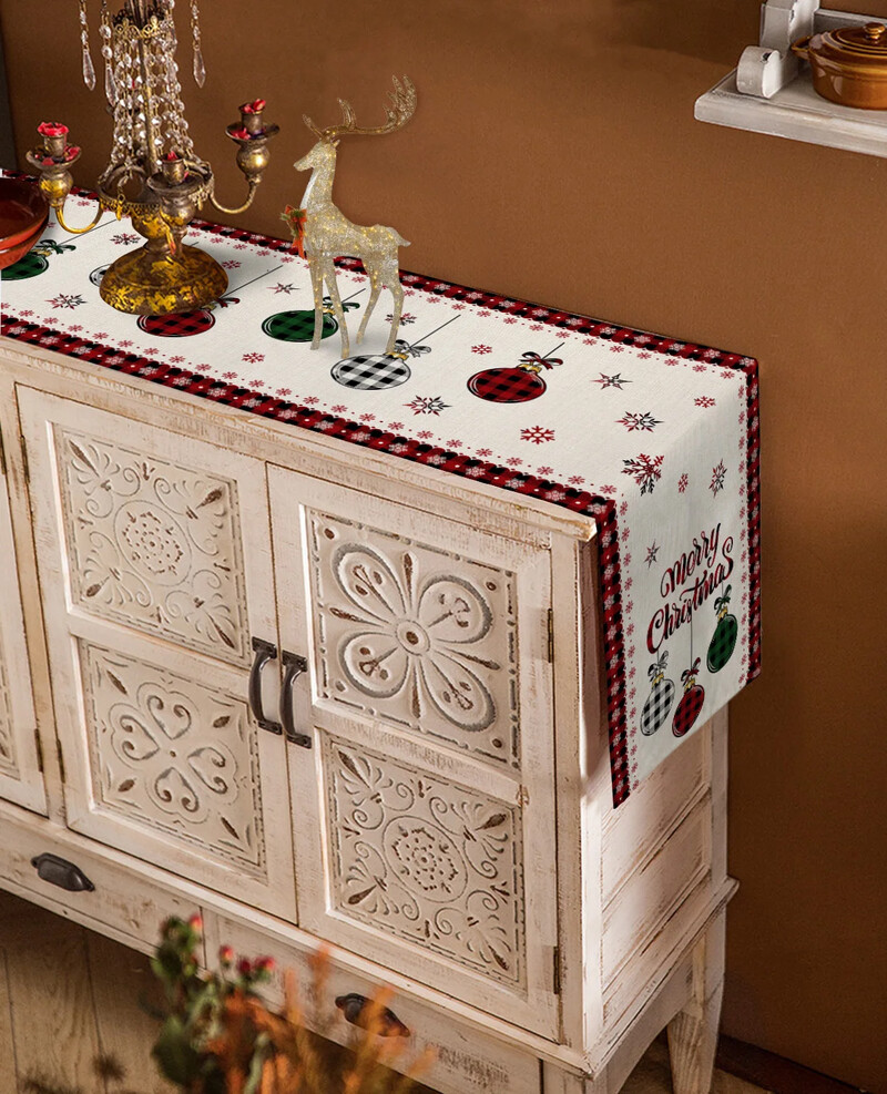 Sretno božićno drvce Ball Lanene staze za stol Dekoracije za blagdanske zabave za višekratnu upotrebu Runenrs Wedding Navidad Decorations