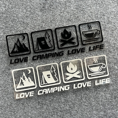 CANPING LOVE LIFE Kempingautó matricák Vadon Tábortűz Kaland Autó Dekorációs Matricák Kávé lakóautó Off Road Vízálló