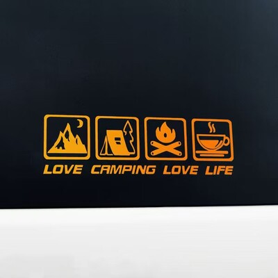 CANPING LJUBAVNI ŽIVOT Naljepnice za kampiranje automobila Pustinja Logorska vatra Avantura Naljepnice za ukrašavanje automobila Kava RV Off Road Vodootporan