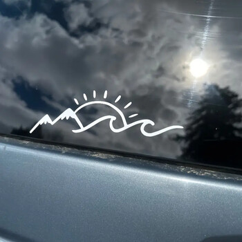 Sun Mountain Slope Vinyl Decal Mountain Sea And Sun Lover Stickers Винилови творчески забавни стикери за автомобили, мотоциклети, камиони, лаптопи