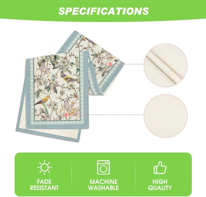 Păsări albastre Flori Floare lenjerie Afecțiuni de masă Decoratiuni de nuntă Bucătărie durabilă Afecțiuni de masă pentru acasă Decorațiuni pentru petreceri