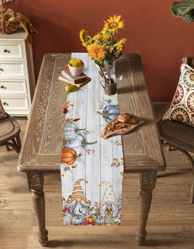 Gnomai Rudeninis Moliūgas Eukaliptas Lininiai Stalo bėgikai Suknelės Šaliko dekoras Patvarus valgomasis Namų stalo bėgikai Vakarėlio reikmenys