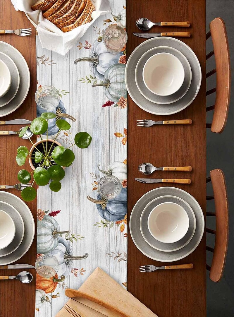 Gnomai Rudeninis Moliūgas Eukaliptas Lininiai Stalo bėgikai Suknelės Šaliko dekoras Patvarus valgomasis Namų stalo bėgikai Vakarėlio reikmenys