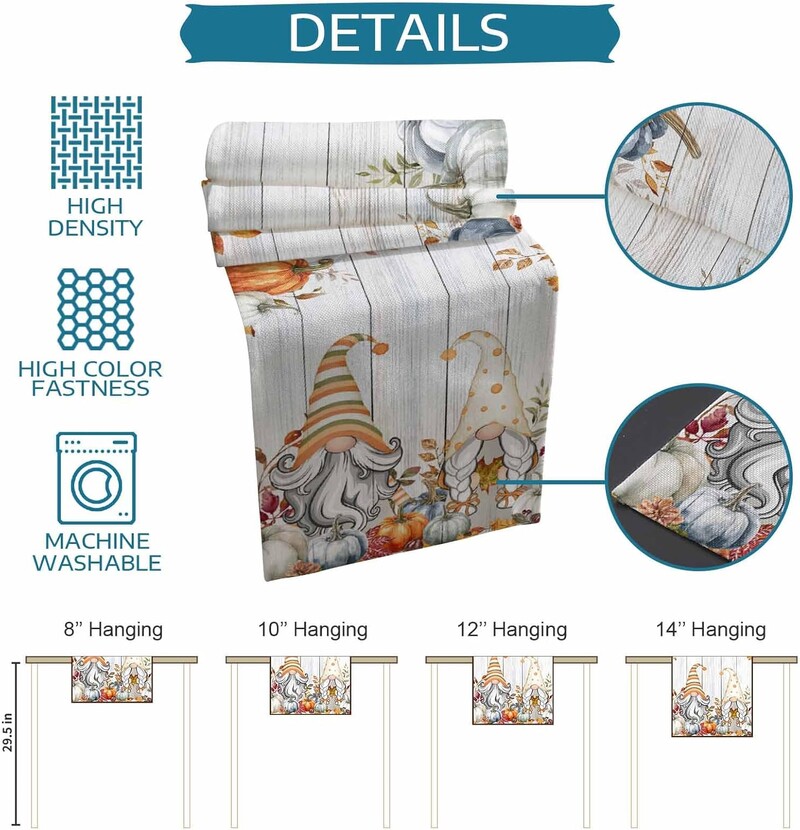 Gnomai Rudeninis Moliūgas Eukaliptas Lininiai Stalo bėgikai Suknelės Šaliko dekoras Patvarus valgomasis Namų stalo bėgikai Vakarėlio reikmenys