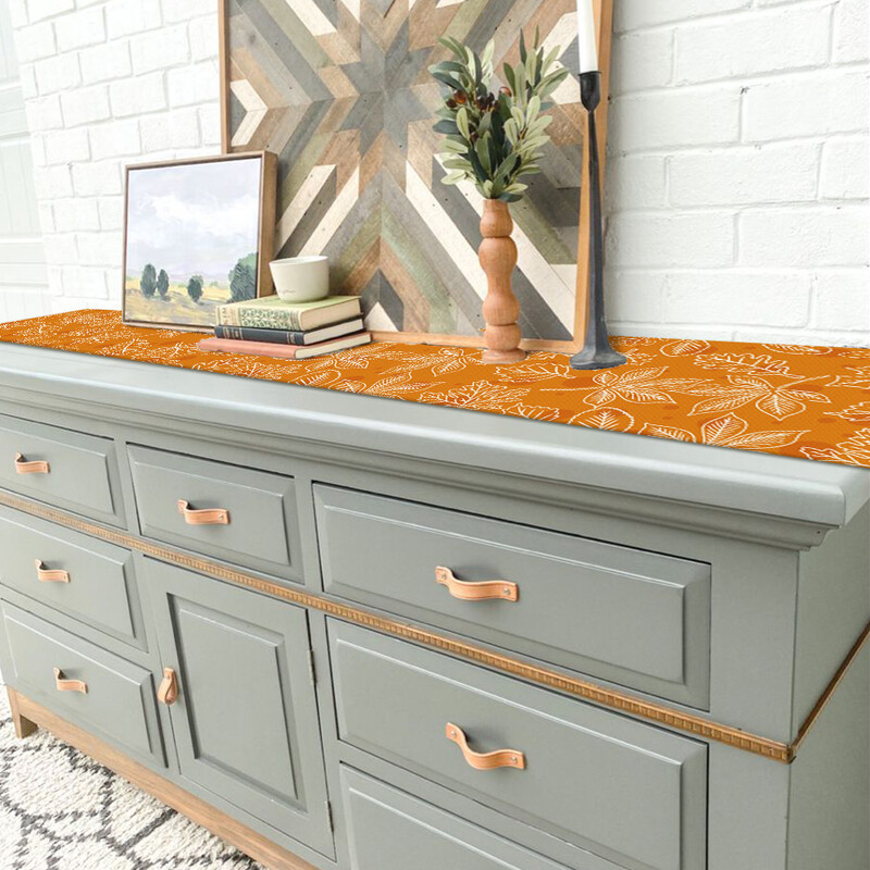 Есенен кленов лист, оранжев флаг за маса, кленов лист, оранжев дизайн на точки