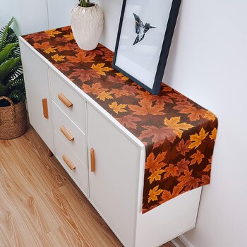 Φθινόπωρο των Ευχαριστιών Maple Leaf λινό Τραπέζι Runner Dresser Κασκόλ Αγροικία Κουζίνα Τραπέζι Τραπεζαρίας Runners Διακοσμήσεις Γάμου