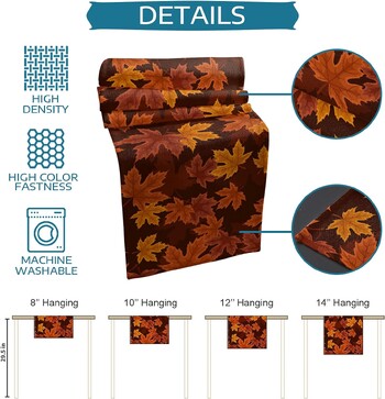 Φθινόπωρο των Ευχαριστιών Maple Leaf λινό Τραπέζι Runner Dresser Κασκόλ Αγροικία Κουζίνα Τραπέζι Τραπεζαρίας Runners Διακοσμήσεις Γάμου