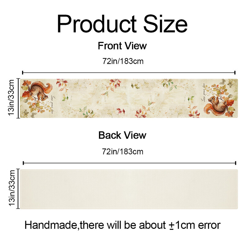 1 τμχ Vintage Φθινοπωρινό Τραπέζι Runner Φθινοπωρινά φύλλα κολοκύθας Σκίουρος Κουνέλι Σχέδιο Επιτραπέζια Διακόσμηση για το πάρτι των Ευχαριστιών Διακόσμηση εστιατορίου