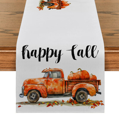 Φθινοπωρινό Truck Pumpkin Maple Maple Τραπέζι Runner Διακόσμηση Τραπεζιού Κουζίνας Αγροικία Τραπεζαρία Runners Διακοσμήσεις Γάμου