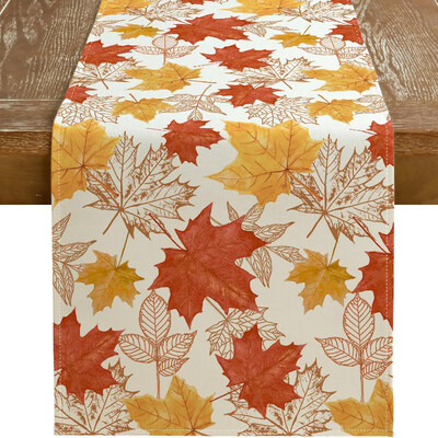 Őszi betakarítási szezon Asztali zászló Hálaadás juharlevél tervezés Asztaldekoráció Konyha dekoráció Asztaldísz party