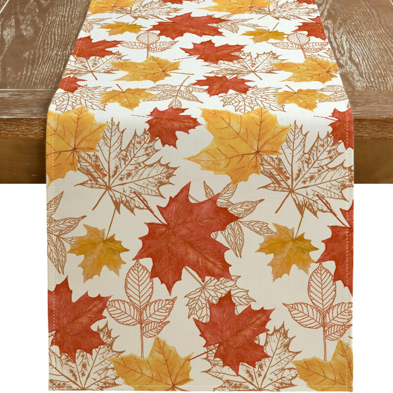 Őszi betakarítási szezon Asztali zászló Hálaadás juharlevél tervezés Asztaldekoráció Konyha dekoráció Asztaldísz party