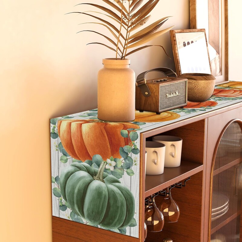 Acuarelă roz dovleac eucalipt toamnă lenjerie de rulare de masă toamna de Ziua Recunoștinței comode eșarfă vacanță bucătărie petrecere decor de masă