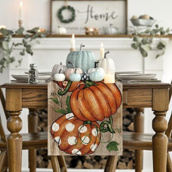 Πουά Pumpkin Vines Autumn Table Runner Εποχιακό Φθινόπωρο των Ευχαριστιών Διακόσμηση Τραπεζιού Κουζίνας Runner for Home Party Decorati