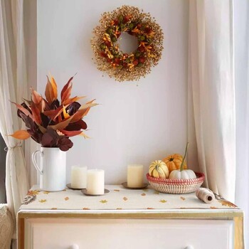 Ευχαριστιών Fall Hedgehog Pumpkins Maple Leaf Len Table Runners Φθινοπωρινό φόρεμα Κασκόλ Διακοπές Διακοσμητικό τραπέζι τραπεζαρίας για πάρτι κουζίνας