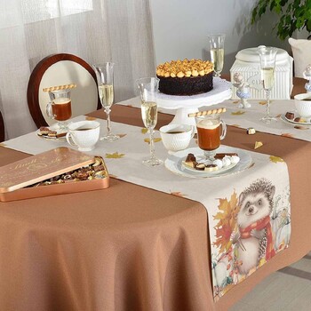 Ευχαριστιών Fall Hedgehog Pumpkins Maple Leaf Len Table Runners Φθινοπωρινό φόρεμα Κασκόλ Διακοπές Διακοσμητικό τραπέζι τραπεζαρίας για πάρτι κουζίνας