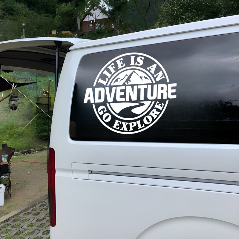 Život je avantura Naljepnica za prozorsko staklo automobila kampiranje RV off-road avantura motocikl personalizirana ukrasna naljepnica latte art