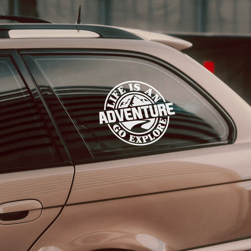 Život je avantura Naljepnica za prozorsko staklo automobila kampiranje RV off-road avantura motocikl personalizirana ukrasna naljepnica latte art