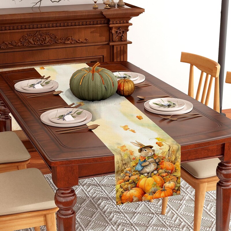 Akvarelė, moliūgų lapai, rudeniniai skalbiniai, stalo bėgikai, šalikai, rudens padėkos derliaus nuėmimo dienos virtuvės šventės, vestuvių vakarėlio dekoracijos