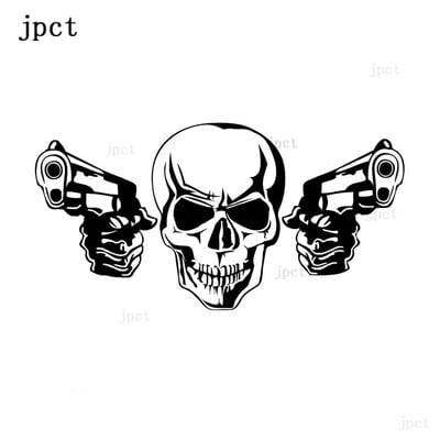 JP cel mai tare pistol decor craniu autocolant pentru mașină, mașină motocicletă impermeabilă protecție solară accesorii externe Autocolant de vinil 15cm-7.6cm