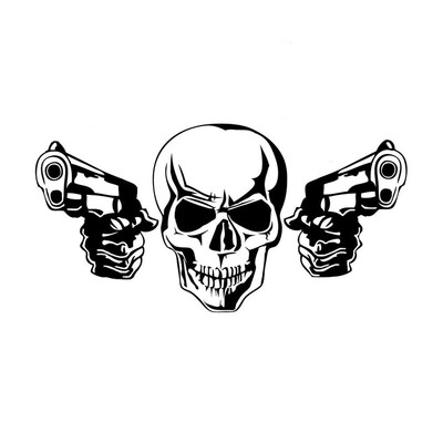 JP cel mai tare pistol decor craniu autocolant pentru mașină, mașină motocicletă impermeabilă protecție solară accesorii externe Autocolant de vinil 15cm-7.6cm