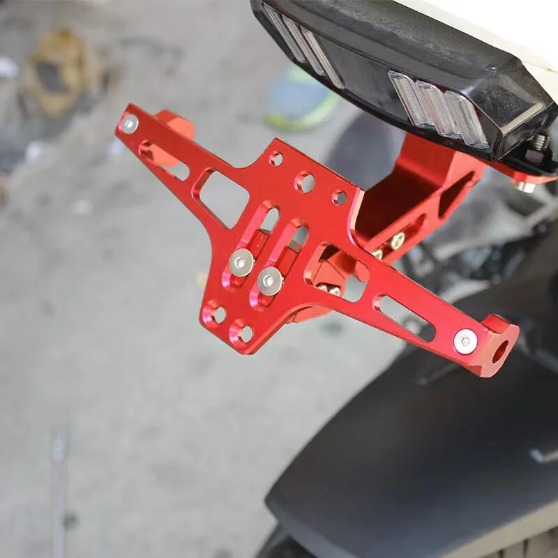 Motociklo universalus reguliuojamas valstybinio numerio ženklo laikiklis galinio posūkio signalo LED lempos laikiklis CNC registracijos plokštelės laikiklis