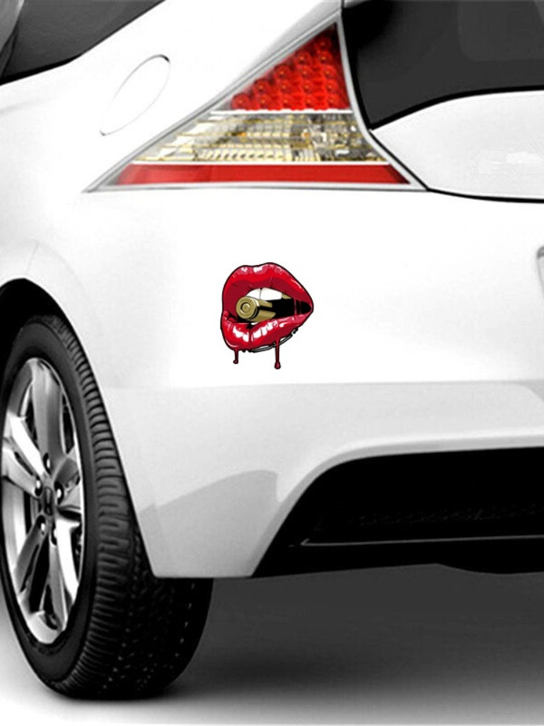Αστεία κόκκινα χείλη Bullet Αυτοκόλλητο αυτοκινήτου Δημιουργικός προφυλακτήρας παραθύρου Βαλίτσα φορητού υπολογιστή Αυτοκόλλητο βινυλίου διακοσμητικό αδιάβροχο αξεσουάρ PVC