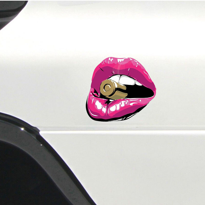 Αστεία κόκκινα χείλη Bullet Αυτοκόλλητο αυτοκινήτου Δημιουργικός προφυλακτήρας παραθύρου Βαλίτσα φορητού υπολογιστή Αυτοκόλλητο βινυλίου διακοσμητικό αδιάβροχο αξεσουάρ PVC