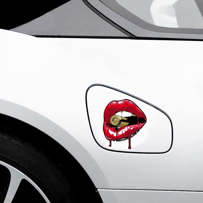 Αστεία κόκκινα χείλη Bullet Αυτοκόλλητο αυτοκινήτου Δημιουργικός προφυλακτήρας παραθύρου Βαλίτσα φορητού υπολογιστή Αυτοκόλλητο βινυλίου διακοσμητικό αδιάβροχο αξεσουάρ PVC