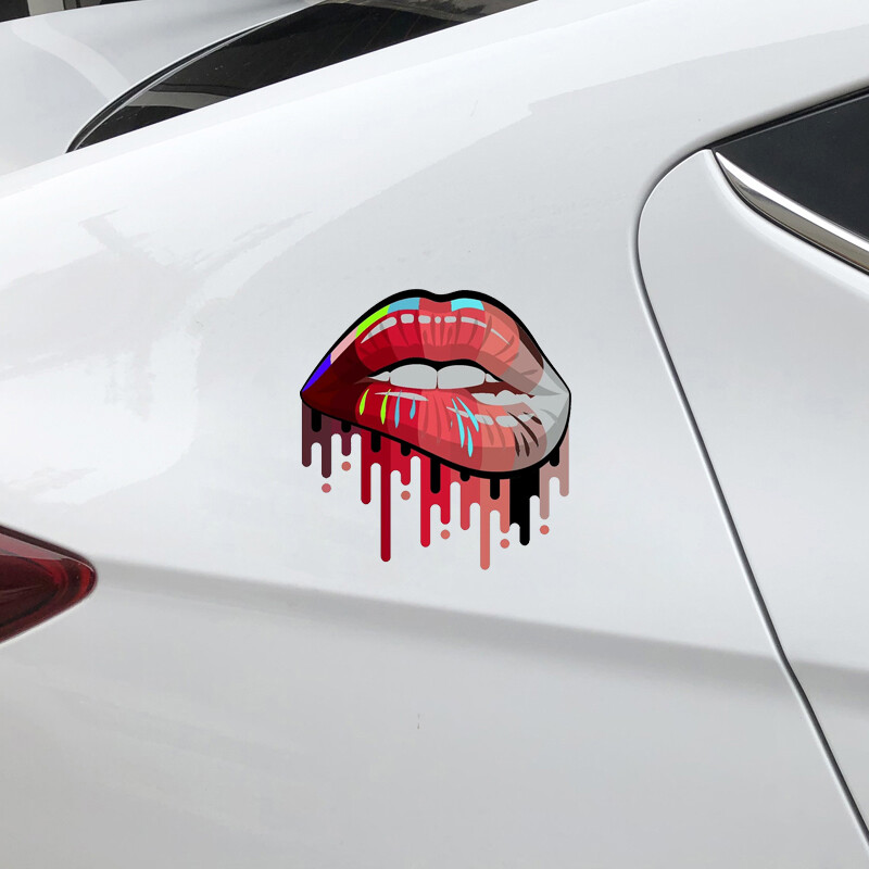 Αστεία κόκκινα χείλη Bullet Αυτοκόλλητο αυτοκινήτου Δημιουργικός προφυλακτήρας παραθύρου Βαλίτσα φορητού υπολογιστή Αυτοκόλλητο βινυλίου διακοσμητικό αδιάβροχο αξεσουάρ PVC