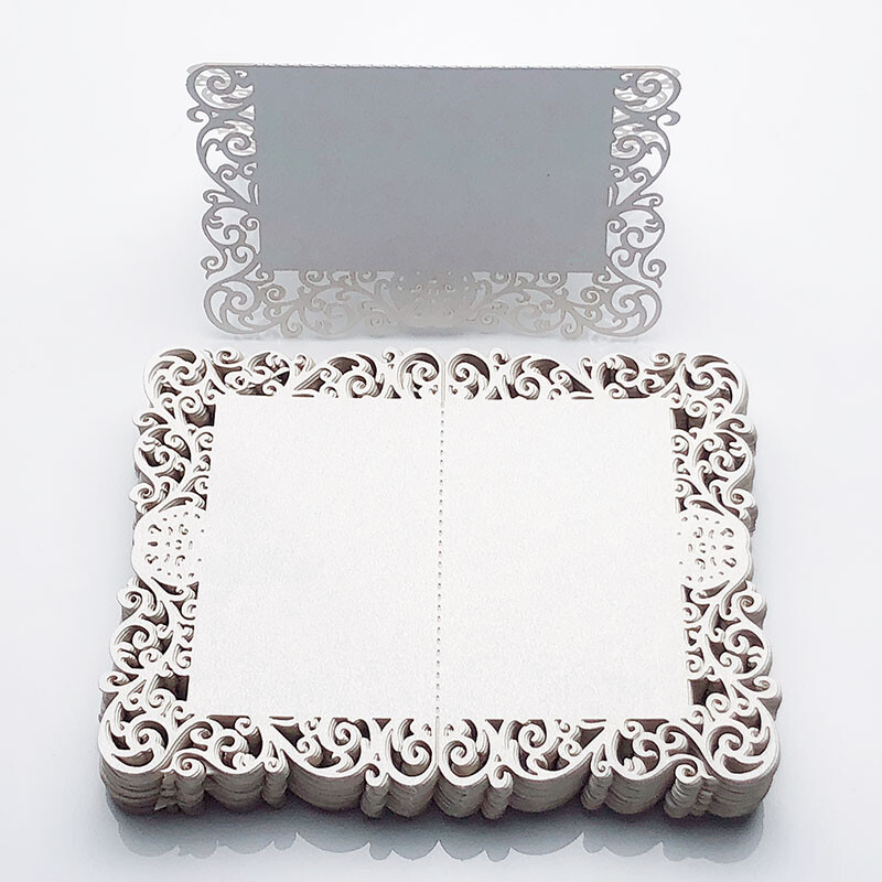 50db Gyöngyházfényű Csipke Név Helykártyák Esküvői Dekoráció Asztaldekor Asztalnév Üzenet Üdvözlőlap Rendezvényparti Kellékek