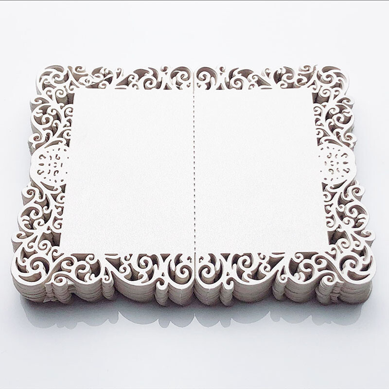 50db Gyöngyházfényű Csipke Név Helykártyák Esküvői Dekoráció Asztaldekor Asztalnév Üzenet Üdvözlőlap Rendezvényparti Kellékek