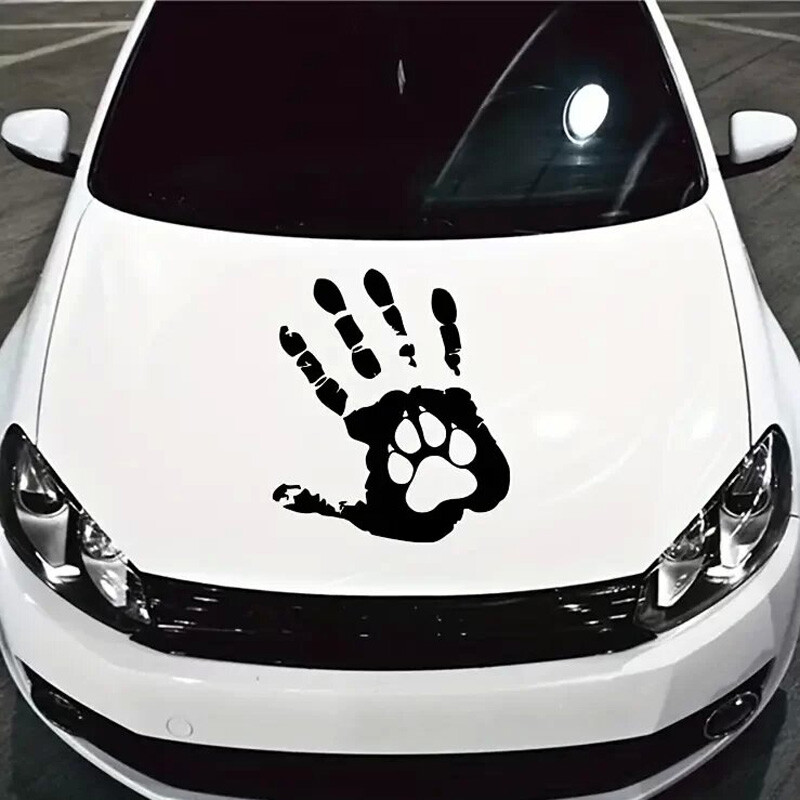 Zabavna naljepnica s otiskom ruke i pseće šape! Osobnost automobila Smiješne naljepnice za automobile, naljepnice za automobile na poklopcu prtljažnika,