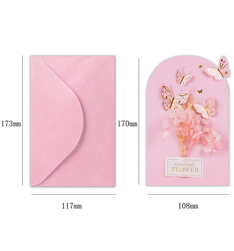1 db papírból készült, gyönyörű művirágos üdvözlőkártya pillangóval anyák napjára, Valentin napra és egyéb ünnepi áldásokra