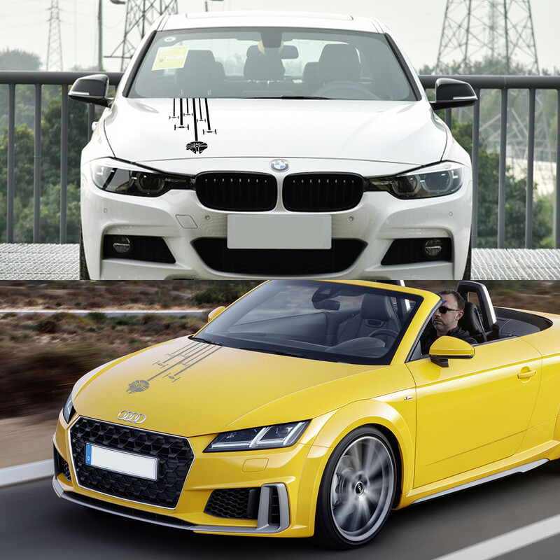 1 sada nálepiek na kryt kapoty auta, auto vinylová fólia, PVC, vtipné obtlačky, grafika, DIY styling, dekorácia, dekorácia, tuning auta, príslušenstvo
