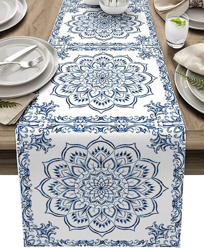 Mandala Flowers Texture Lenn Table Пътеки за маса Миещи се пътеки за маса за хранене Сватбена декорация Home Party Decor Пътеки за маса