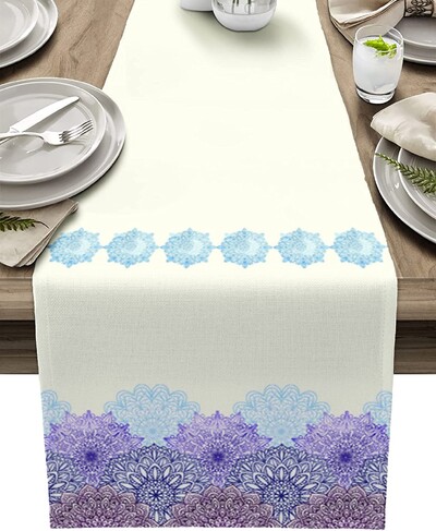 Mandala Flowers Texture Lenn Table Пътеки за маса Миещи се пътеки за маса за хранене Сватбена декорация Home Party Decor Пътеки за маса