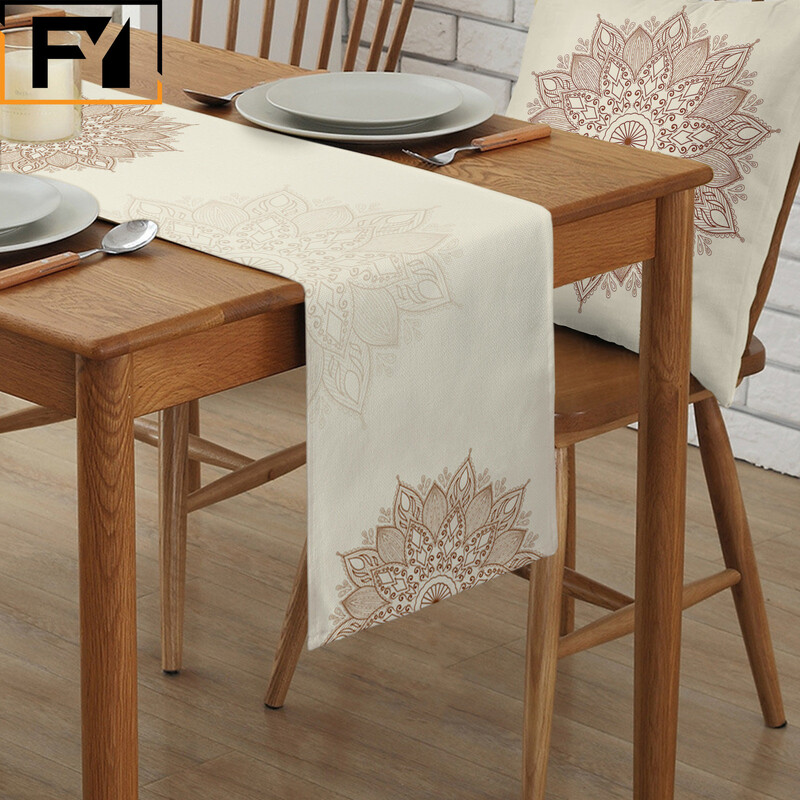 Mandala Flowers Texture Lenn Table Пътеки за маса Миещи се пътеки за маса за хранене Сватбена декорация Home Party Decor Пътеки за маса