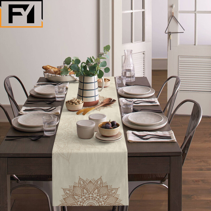 Mandala Flowers Texture Lenn Table Пътеки за маса Миещи се пътеки за маса за хранене Сватбена декорация Home Party Decor Пътеки за маса