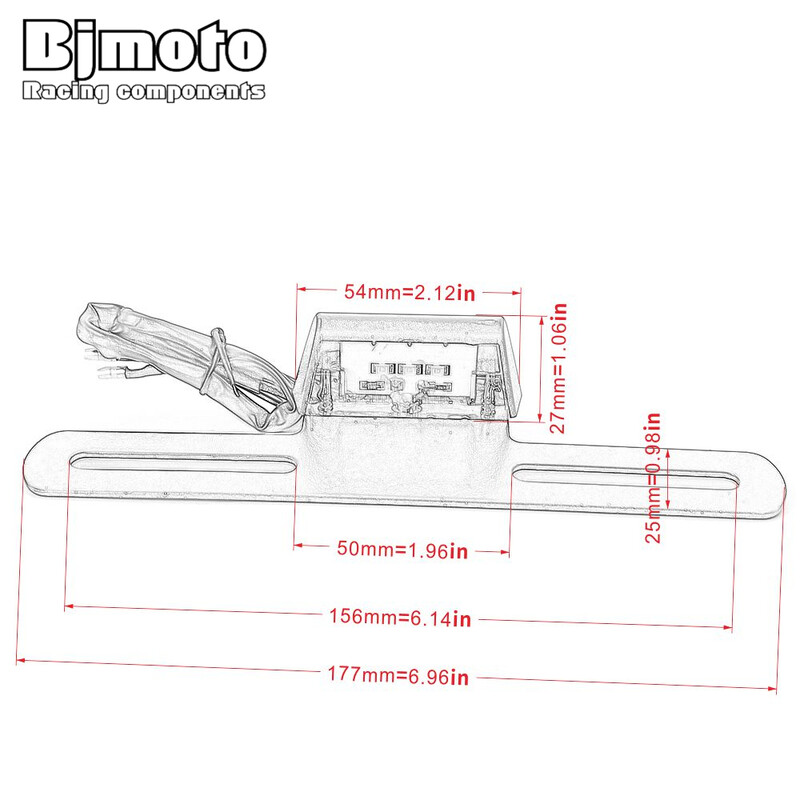 1kom 12V 1W Motocikl Aluminijski nosač nosača registarske pločice Potpora Bijela 3 LED svjetla Svjetlo registarske pločice motocikla Skuter